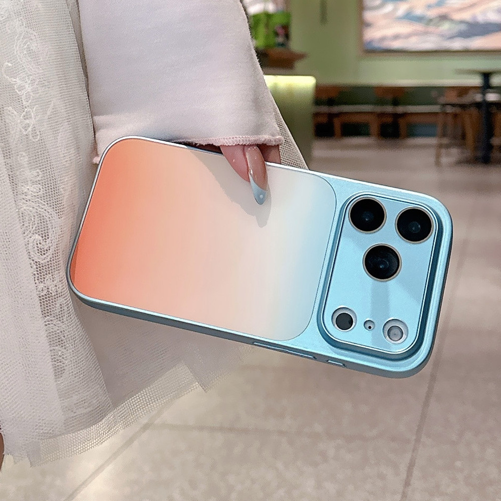 Ốp điện thoại Acrylic kim loại mạ Gradient cho iPhone 17 Pro Max 16 15 14 13 Vỏ bảo vệ chống sốc