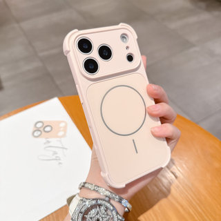Phim bảo vệ ống kính Sạc không dây Vỏ điện thoại chống rơi bốn góc cho iPhone 17Promax 13 14 15 16 Pro Max Acrylic Nam Nữ Vỏ di động