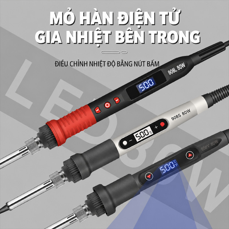 Bộ Mỏ Hàn 80W Màn Hình Số LED - Công Cụ Tỉ Mỉ, Điều Chỉnh Nhiệt Độ, Cho Công Việc Điện Tử & Thủ Công