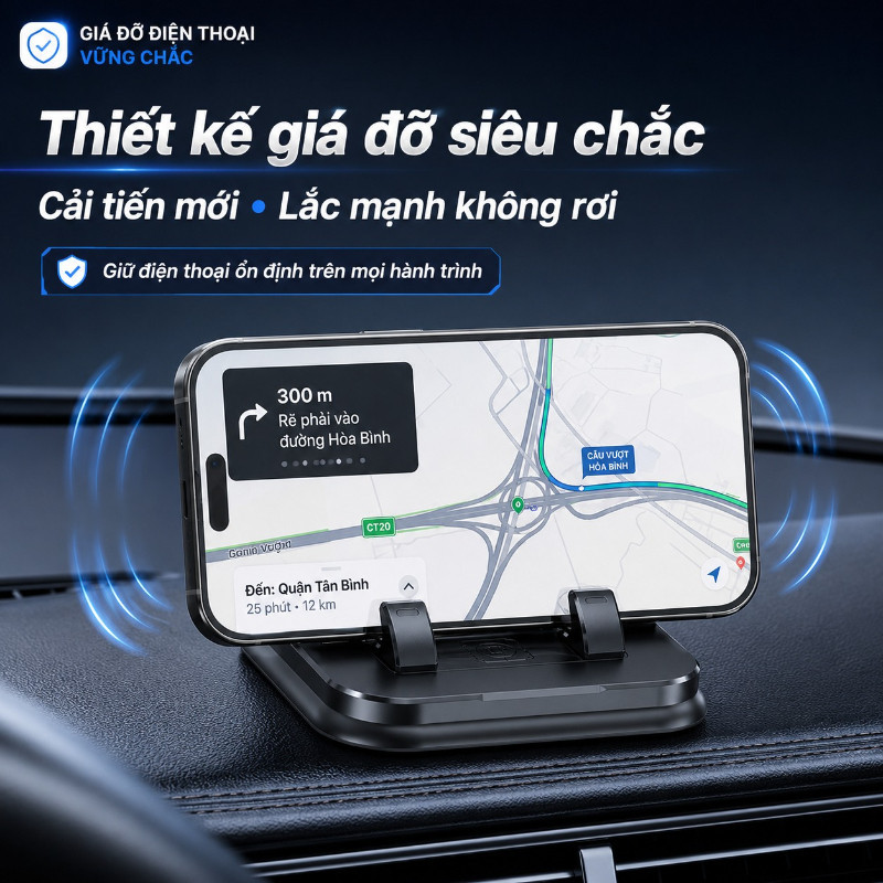 Giá Đỡ Điện Thoại Ô Tô 2 Trong 1 Kèm Biển Số Xe – Xoay 360° Gắn Taplo, Lắp Đặt Dễ Dàng