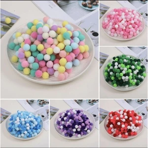 Gói 50 - 100- 200 hạt bông pompom mix màu, đơn màu trang trí cây thông mini, làm nhụy hoa kẽm nhung