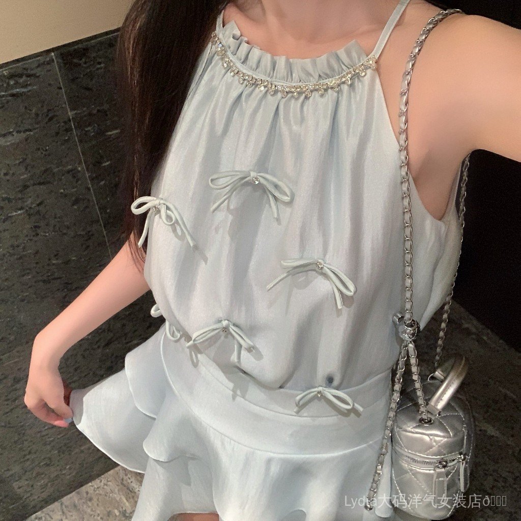 Váy bánh hai mảnh phong cách phương tây cao cấp cho nữ, phù hợp với áo vest và nơ dây - size lớn