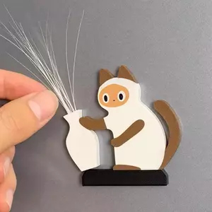 Acrylic Cat Whiskers Bộ Sưu Tập Đồ Trang Trí Từ Hoạt Hình Mèo Bảo Quản Tóc Hộp Tưởng Niệm Mèo Đen Đẩy Bình Trang Trí saixit2vn