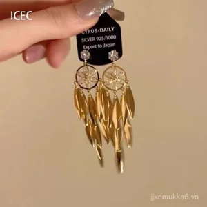 Dream Catcher Bông tai phong cách retro Hồng Kông mới nhất 2024 - Màu vàng mảnh nhẹ