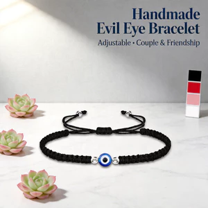 Vòng tay bện thủ công Evil Eye có thể điều chỉnh - Dây tình bạn cặp đôi - 4 màu (Đen / Đỏ / Hồng / Trắng) - Ins Style
