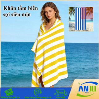 Khăn Tắm Biển Kẻ Sọc Nhiều Màu, Dày, Thấm Nước Nhanh, Khăn Tắm Biển Cho Người Lớn, Sử Dụng Gia đình 75×150cm