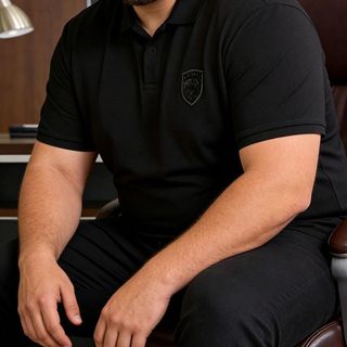 Plus Size Nam Công Sở Cổ Tay Ngắn Oversize Thêu Áo Sơ Mi Polo