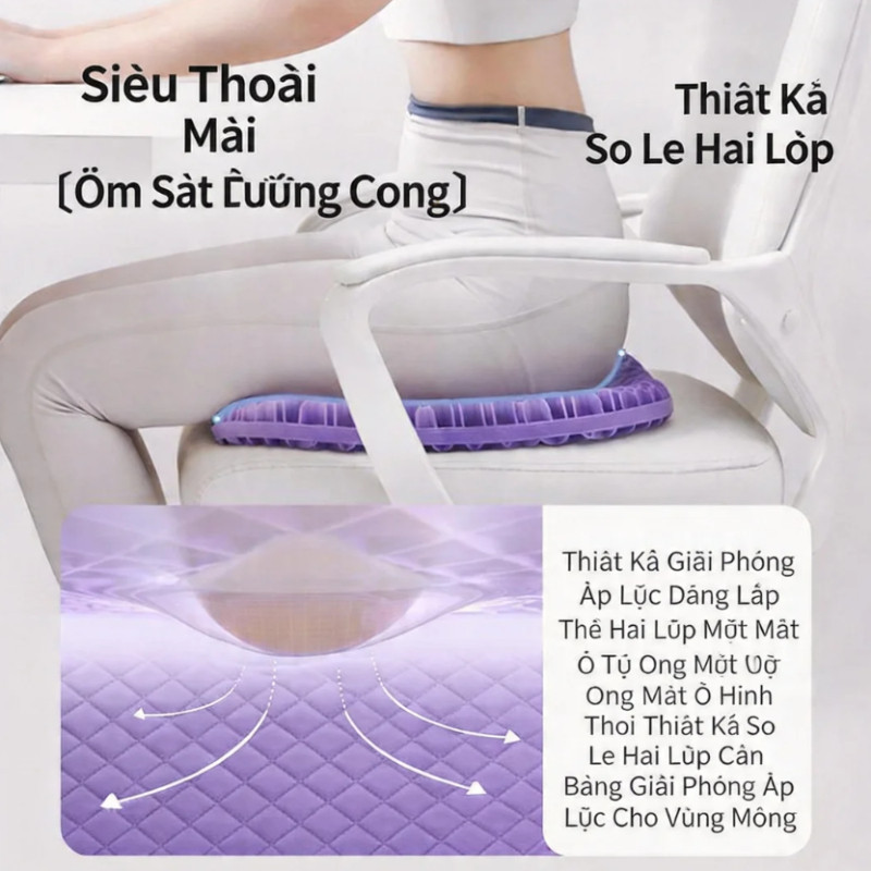 Đệm Ngồi Gel Tổ Ong 3D Thoáng Khí, Chống Trượt, Giảm Đau Mỏi Lưng, Thích Hợp Cho Việc Học Tập, Làm Việc Và Lái Xe