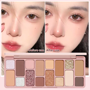 Bảng phấn mắt trang điểm sân khấu 16 màu, chất phấn lì và nhũ, dạng bột siêu mịn.