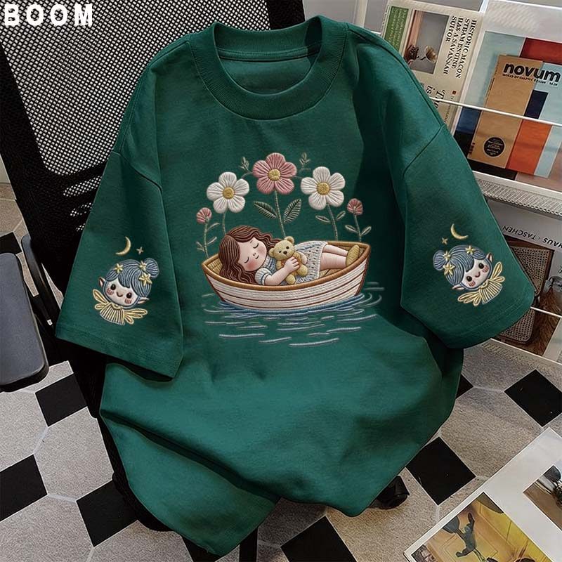 Áo thun chữ thêu nữ kiểu hàn quốc form rộng tay lỡ cổ tròn cotton mát - hè hot trend in cách dễ thương- Local brand #34