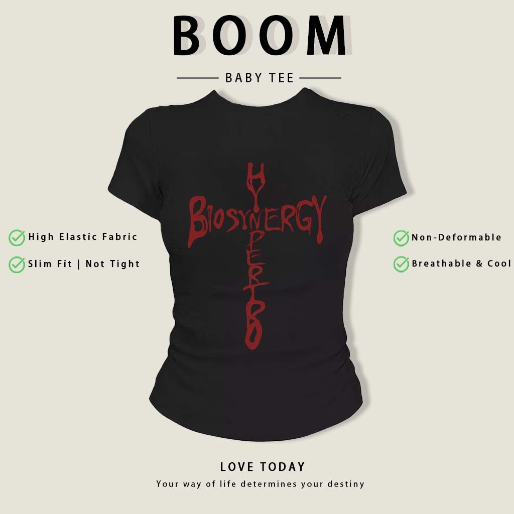 BOOM Áo Baby Tee Nữ Cotton Ôm Body-Áo Thun Ngắn Tay Y2K In Hình PhongCách Mùa Hè, Cổ Tròn Hàng Đầucách hàn quốc phongE60