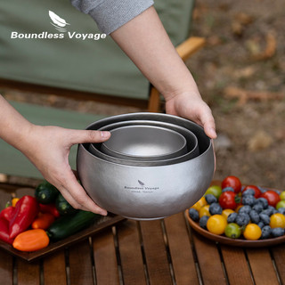 Bát titan hai tường Boundless Voyage 380ml / 950ml / 2000ml Bát cắm trại nhẹ Bát có thể tái sử dụng để đi bộ đường dài ngoài trời