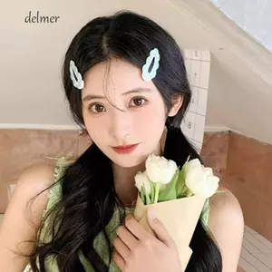 Kẹp Tóc Kẻ Sọc DELMER, Kẹp Tóc Đám Mây Barrettes Màu Kẹo, Sóng Hợp Kim Acrylic Phong Cách Hàn Quốc Kẹp Tóc Trẻ Em