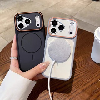 Ốp Điện Thoại Sang Trọng Cửa Sổ Lớn Chặn Màu PC Mờ Ốp lưng iPhone 17 11 12 13 14 15 16 Pro Max Ốp Lưng Từ Tính