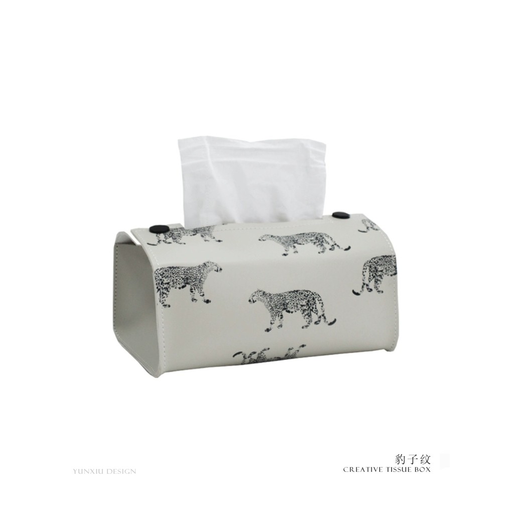 Thời Trung Cổ Đen Trắng ins Series Hộp Đựng Khăn Giấy Yên Da Cao Cấp Niche Chữ Cái Tiếng Anh Hộp Bảo Quản Khăn Giấy