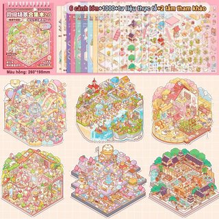 Bộ Nhãn Dán 3D Có Thể Tái Sử Dụng Cảnh PET DIY Sổ Lưu Niệm Trang Trí Câu Chuyện Trẻ Em Thủ Công Hoạt Động Gói