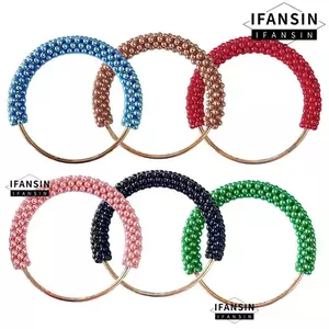 Tay cầm túi FANSIN, Nhẫn kim loại tròn tinh tế, Phụ kiện túi bện hạt đầy màu sắc DIY dành cho nữ