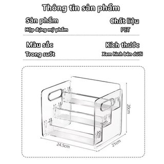 Trong suốt 3 tầng Tổ chức mỹ phẩm PET Khay trưng bày Trang điểm Lưu trữ nước hoa Phòng tắm