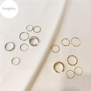 Bộ 7 Nhẫn Thời Trang Kim Loại Rỗng Tròn Mở, Phù Hợp Làm Quà Tặng Tiệc Cưới cho Bé gái và Người Lớn
