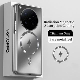 Dành Cho OPPO Find N6 FindN6 Ốp Lưng Da Sang Trọng Cảm Giác Mờ PC Cứng Từ Tính Lật Vỏ Điện Thoại Cho OPPOFindN6