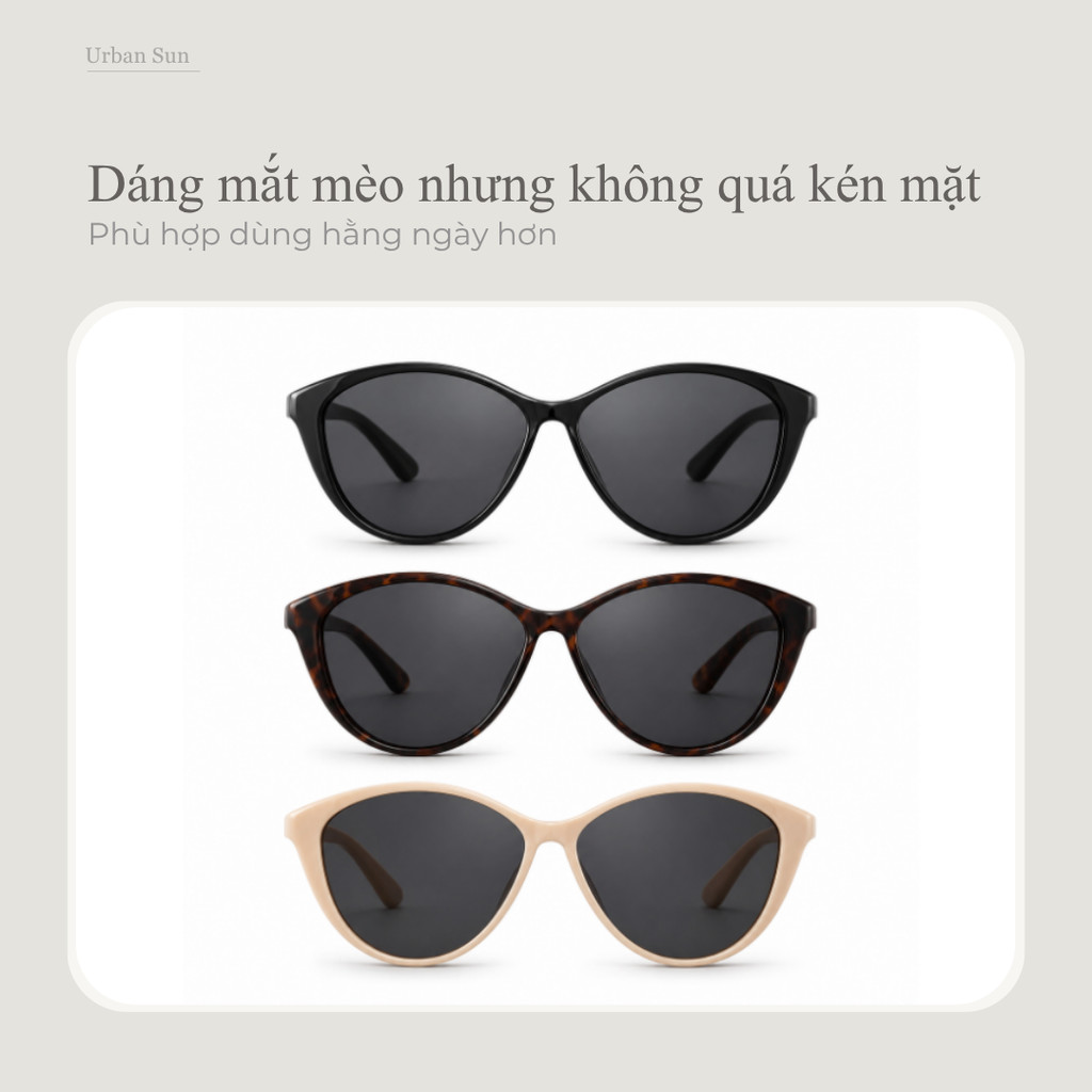 Lensscape Kính mát phân cực nữ dáng mắt mèo gọng TR90 nhẹ UV400 dùng khi đi nắng ban ngày