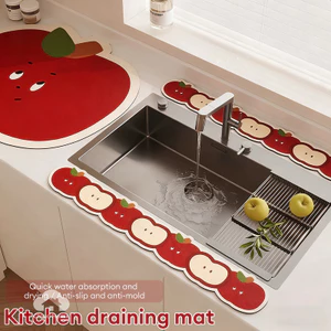Miếng lót thoát nước bùn tảo cát hình hoạt hình dễ thương, miếng lót dài chống bắn nước dùng cho bồn rửa nhà bếp
