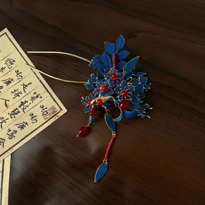 Cổ Phụ Kiện Tóc Hanfu Xanh Qinghan Nữ Kẹp Tóc Kẹp Tóc Hoa Sốt Xanh Retro Sườn Xám Phụ Kiện Tóc