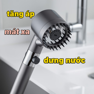 Đầu vòi hoa sen áp lực cao 3 chế độ phun Massage bằng thép không gỉ Phòng tắm tiết kiệm nước