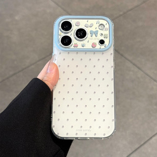 Ốp điện thoại imd hai lớp ống kính hoạt hình dễ thương màu hồng Wave Point cho iPhone 17Promax 14 15 16 Pro Max 13 Vỏ điện thoại chống sốc dành cho nữ