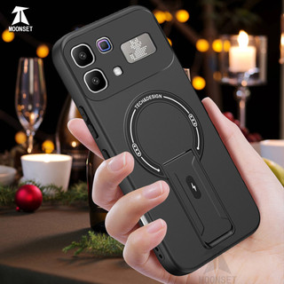 Dành cho infinix Note 60 5G / 60 Pro 5G Ốp điện thoại cứng cảm giác da có chân đế ẩn Vỏ từ tính cạnh mềm Vỏ mỏng chống sốc