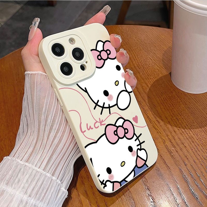 Ốp điện thoại silicon mềm Hello Cat Luck bảo vệ camera chống sốc - iP 7/8/X/XS/11/12/13/14/15/16/17/Plus/Pro/Max/Air