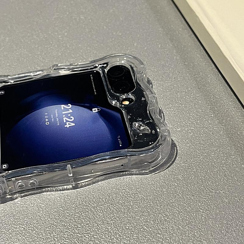 Thích hợp cho Ốp điện thoại Samsung Galaxy ZFlip7 ZFlip6 có kim sa khối ngôi sao lấp lánh bao gồm dây buộc gấp vỏ cứng tương thích với vỏ bảo vệ ZFlip 7 6 5 4 3 5G