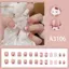TRTR 24 Cái Hoạt Hình Dễ Thương Pháp Chấm Trái Tim Bướm Đỏ Chó Hình Vuông Ngắn Móng Tay Giả Có Thạch Dính Có Thể Tháo Rời Móng Tay Giả VN