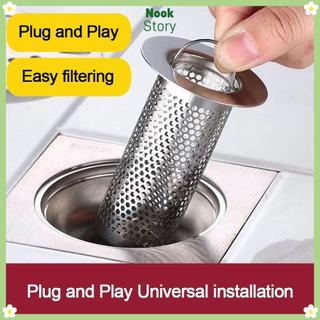 [COD] Lọc bồn rửa NOOKSTORY thép không gỉ có tay cầm, lưới thoát sàn, chặn tóc/rác, chống tắc, dụng cụ vệ sinh nhà bếp/phòng tắm