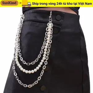Dây chuyền thắt lưng SUNKISSD, Dây thắt lưng nhiều lớp bằng kim loại, Punk Hip-hop Dây chuyền xếp lớp thông thường Phụ kiện quần áo