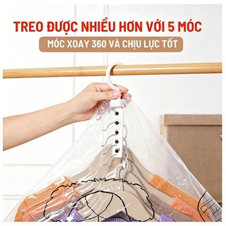 Túi hút chân không quần áo có 5 móc treo, bảo quản không nhăn, sắp xếp tủ quần áo gọn gàng
