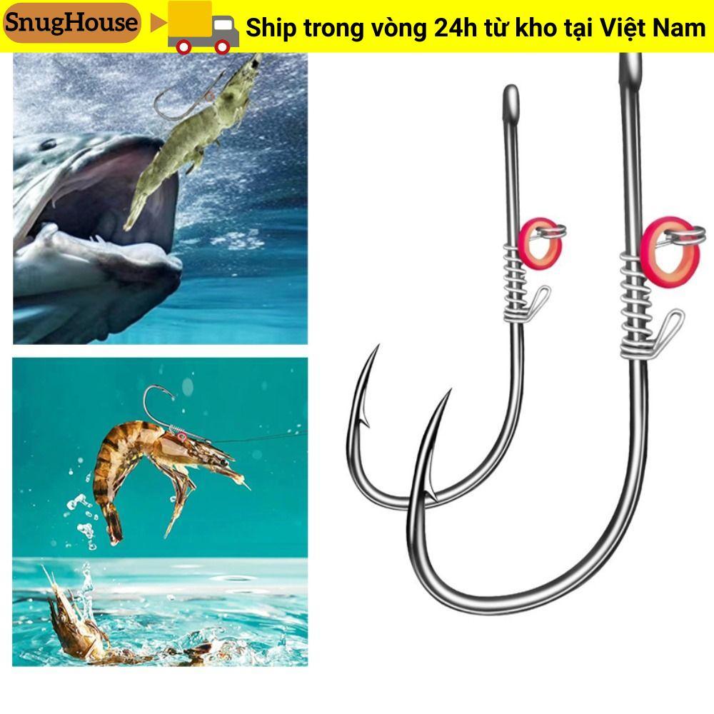 SNUGHOUSE 10 Chiếc Móc Cá Thép Carbon Cao, Pickerel Khoảng Cách Rộng Mồi Tôm Sống Móc, 2024 Thép Carbon Cao Cấp Mềm Giun Không Cỏ Giun Hawksbill Móc Đơn Câu Cá Biển