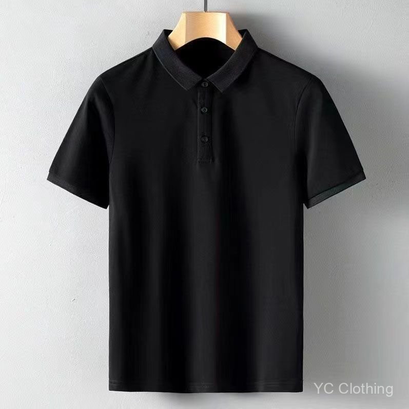 Áo sơ mi polo cổ màu trơn dành cho nam, thiết kế rộng rãi, quần áo nam hợp thời trang, áo thun cotton ngắn tay cổ màu trơn mùa hè CGYG