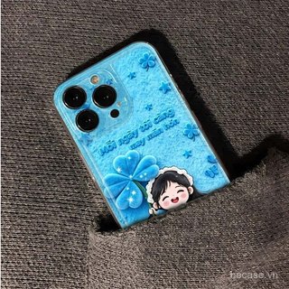 Ốp Điện Thoại Cỏ Ba Lá Bốn Lá Màu Xanh May Mắn Bé Gái Thích Hợp Cho iPhone 11promax 12promax 11 12 13 14 Pro max 15promax 15 16 17 pro max xr xs 12pro 13pro Vỏ Linh Hoạt Chống Sốc
