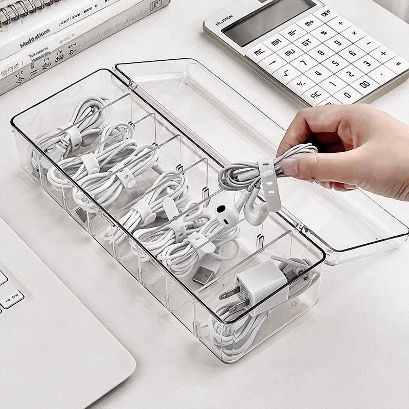 {BUDDI} Hộp đựng điện thoại di động bằng nhựa trong suốt và hộp lưu trữ cáp dữ liệu Lưu trữ đa chức năng cho văn phòng {buddingenergy}