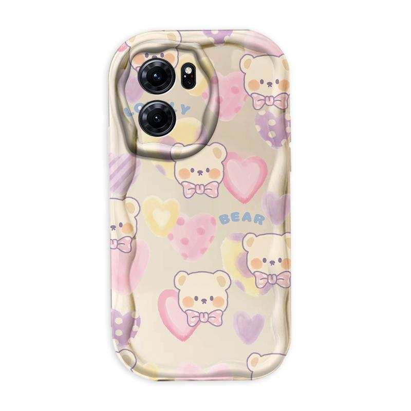Thích Hợp Cho OPPO A5X A6 Pro A6X 4G 5G 3D Thẩm Mỹ Mềm TPU Gấu Tình Yêu Hoa Chống Sốc Trường Hợp Điện Thoại
