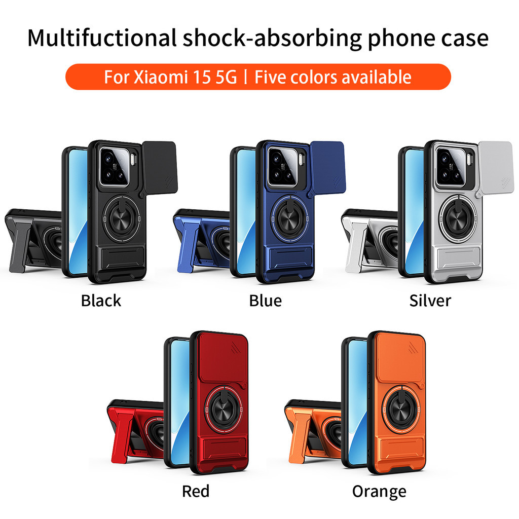 Ốp Điện Thoại Đa Năng Sang Trọng Thích Hợp Cho Xiaomi 15 A Pro Ultra 5G Dây 360°Giá đỡ vòng có vỏ máy ảnh Vỏ bảo vệ toàn diện chống sốc