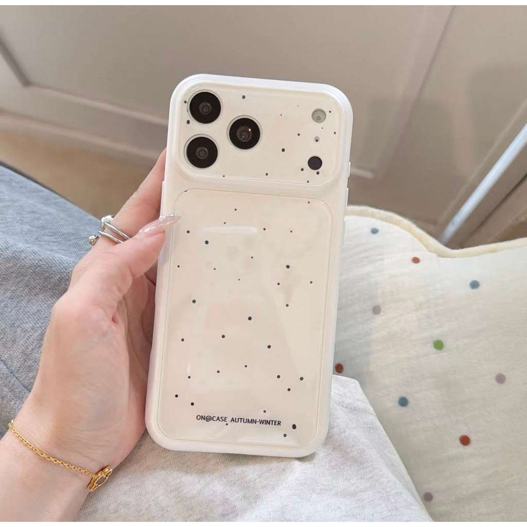 Họa tiết chấm + Vòng cổ hình trái tim Vỏ điện thoại cho IPhone 17 Pro Max 17 16 15 14 Vỏ bảo vệ chống sốc