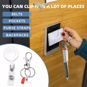 E-WOITD Hộp Đựng Bút Có Thể Thu Vào Móc Khóa Kéo Huy Hiệu Cuộn Dây ID Dây Đeo Thẻ Tên Huy Hiệu Cuộn Dây Móc Khóa Lò Xo Dụng Cụ Ngoài Trời E-WOITD
