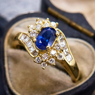 Châu Âu Mỹ ins Nhẫn Sapphire Giả Kim Cương Phong Cách Mới Nữ