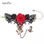 AqToCna Hot Mới Thanh Lịch Phong Cách Gothic Ren Hoa Hồng Đỏ Vòng Tay Có Thể Điều Chỉnh Nhẫn AqToCna
