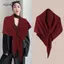 AqToCna Mùa Đông Nữ Khăn Choàng Quấn Cardigan Cape Len Pha Trộn Tam Giác Khăn Choàng Thiêned Với Dệt Kim Vai Ấm Áp AqToCna