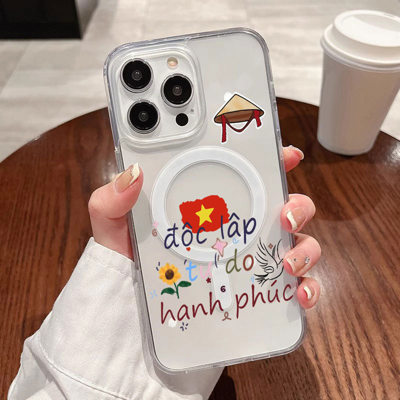 Ốp lưng iPhone trong suốt hỗ trợ sạc không dây từ tính - iP 7/8/X/XS/XR/11/12/13/14/15/16/17/Plus/Air/Pro/Max