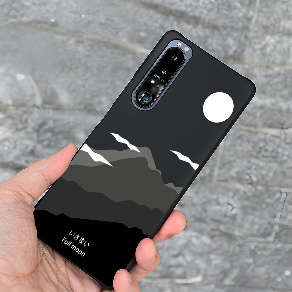 Dành cho Sony Xperia 1 II III IV V, Xperia 5 II III, Xperia 10 II III V; ốp lưng cứng mỏng viền mờ in núi sơn, nửa bọc