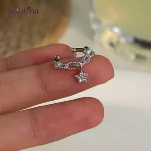 AqToCna Bông tai kẹp vành tai hình ngôi sao lấp lánh phong cách mới cho nữ